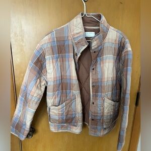 Z Supply Beige and Blue Plaid Shirt Jacket